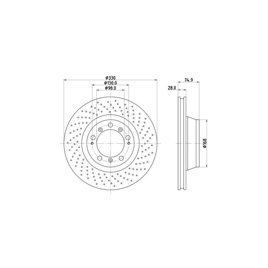 Hella 8DD 355 135-061 Brake Disc For Porsche 911