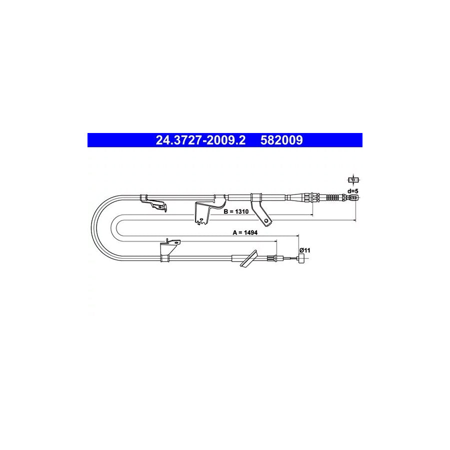 ATE 24.3727-2009.2 Hand Brake Cable For Suzuki Swift Iii Hatchback (Mz, Ez)