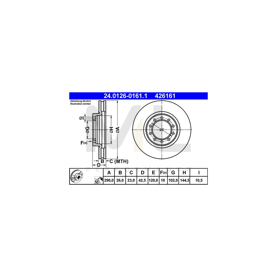 ATE 24.0126-0161.1 Brake Disc Vented, Coated, Alloyed / High-carbon | ML Performance Car Parts