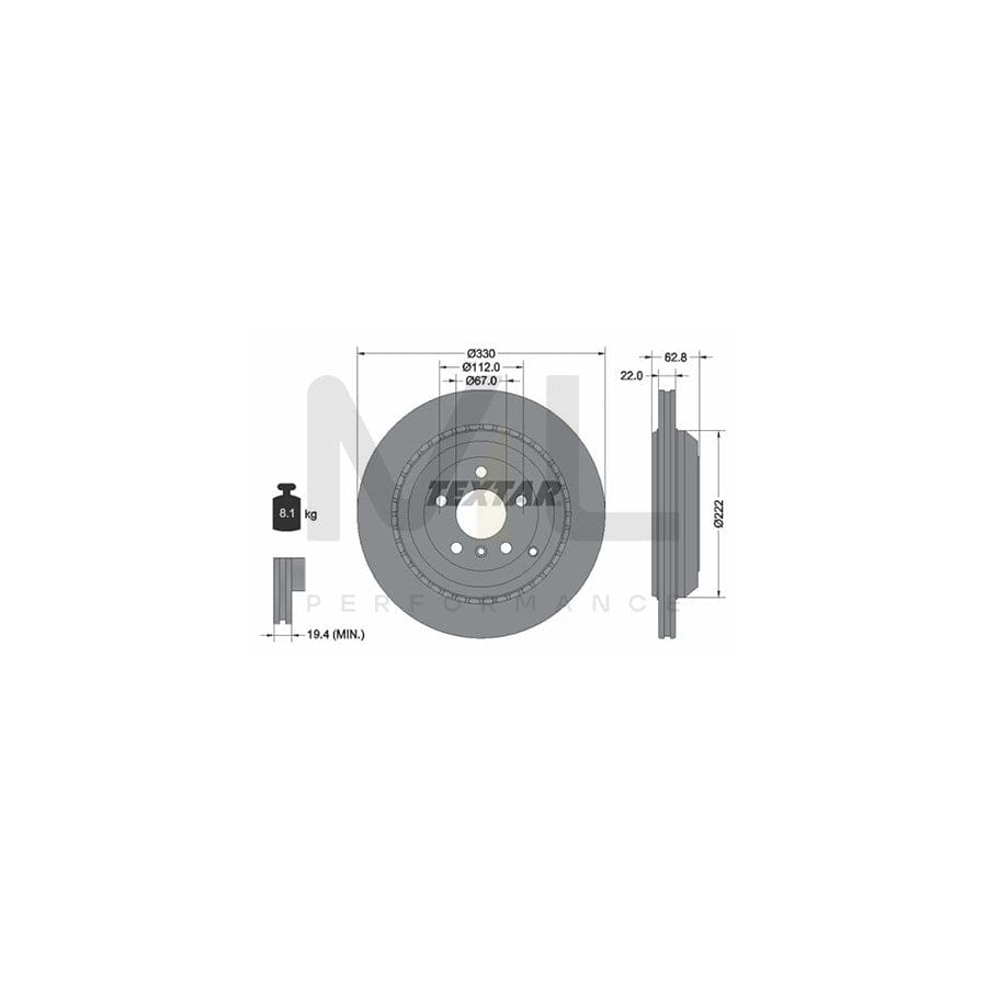 TEXTAR PRO 92150903 Brake Disc Externally Vented, Coated, without wheel hub, without wheel studs | ML Performance Car Parts