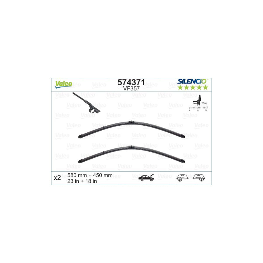 Valeo Silencio Flat Blade Set, Silencio X.Trm 574371 Wiper Blade | ML Performance UK Car Parts