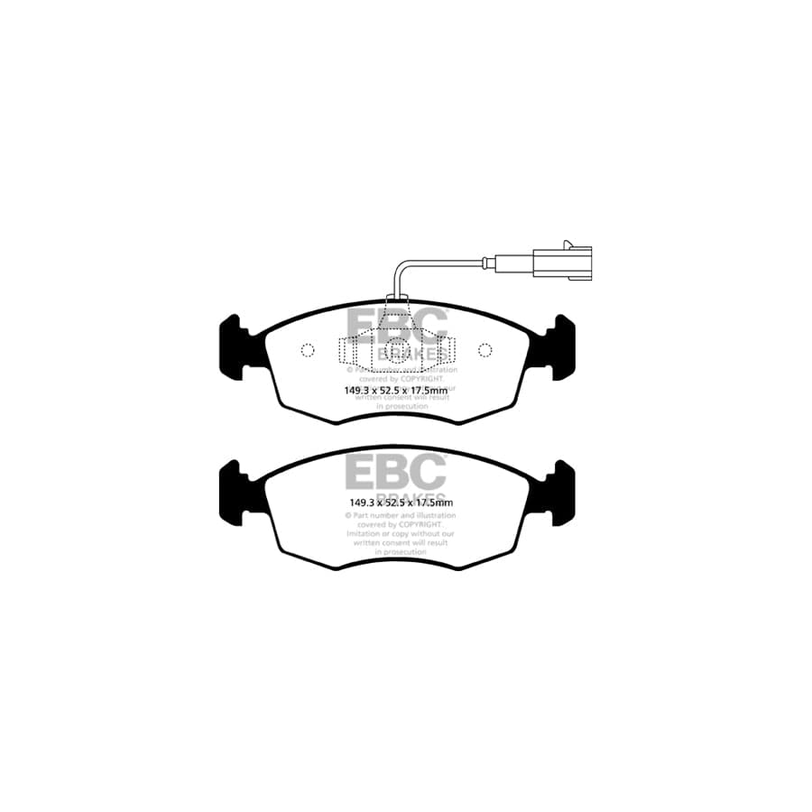 EBC PD01KF496 Fiat Greenstuff Front Brake Pad & Plain Disc Kit  (Inc. Punto & Punto Evo) 2 | ML Performance UK Car Parts