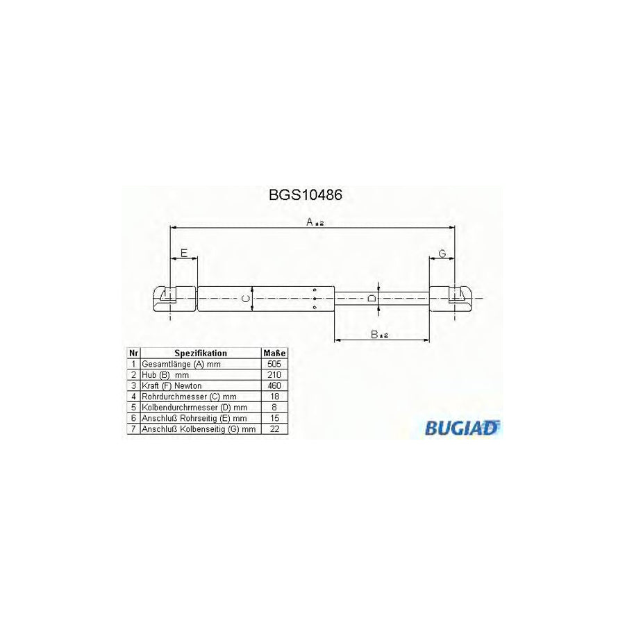 Bugiad BGS10486 Tailgate Strut For Renault 19 I Hatchback