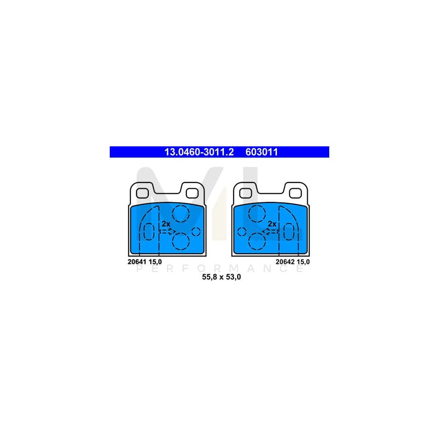 ATE 13.0460-3011.2 Brake pad set excl. wear warning contact, not prepared for wear indicator | ML Performance Car Parts