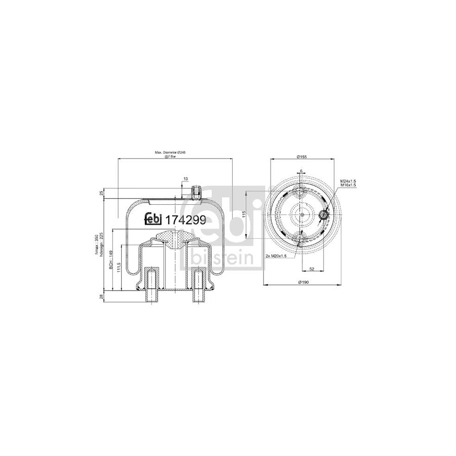 Febi Bilstein 174299 Boot, Air Suspension