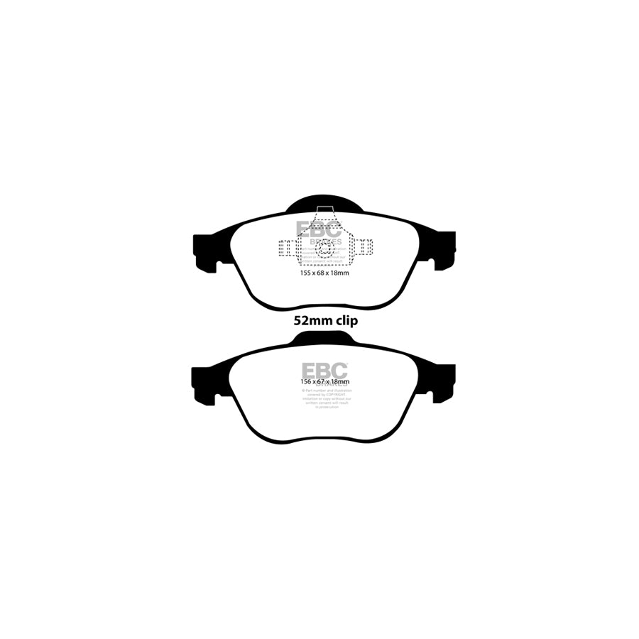 EBC PD01KF1279 Renault Laguna 3 Greenstuff Front Brake Pad & Plain Disc Kit  - ATE Caliper 2 | ML Performance UK Car Parts