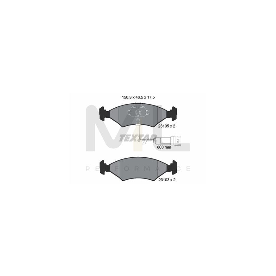 TEXTAR 2310501 Brake pad set with integrated wear warning contact | ML Performance Car Parts