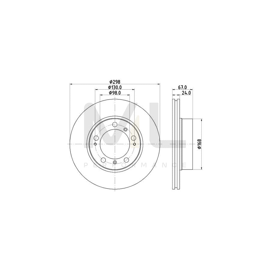 HELLA PRO High Carbon 8DD 355 125-451 Brake Disc for PORSCHE Boxster (986) Internally Vented, Coated, High-carbon, without wheel hub, without wheel studs | ML Performance Car Parts