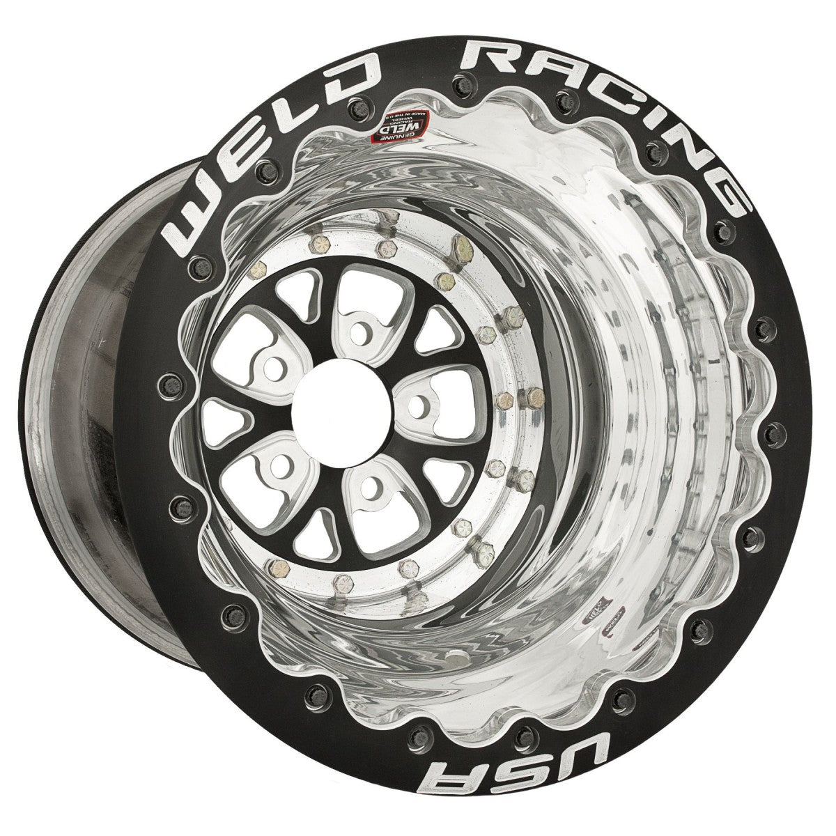 Weld 84B-616280UB V-Series Wheel 16x16 5x4.75 ET-89 BS5 Black Center - Polished Shell