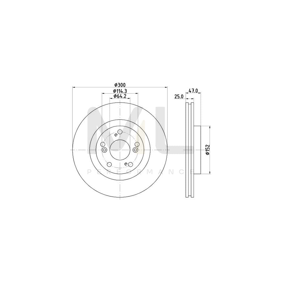 HELLA 8DD 355 110-301 Brake Disc Internally Vented, without wheel hub, without wheel studs | ML Performance Car Parts