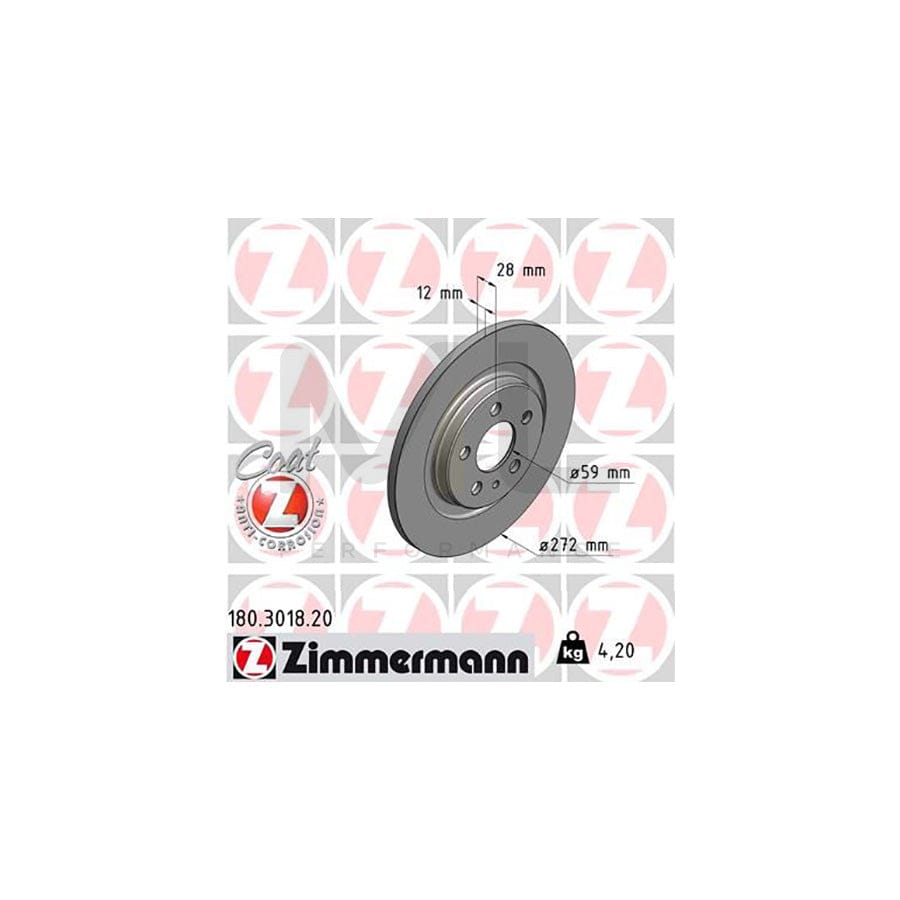 ZIMMERMANN COAT Z 180.3018.20 Brake Disc Solid, Coated | ML Performance Car Parts