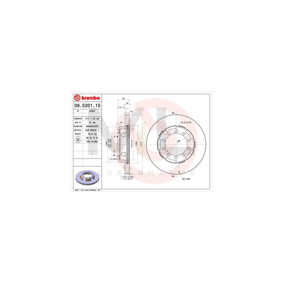 BREMBO 09.5301.10 Brake Disc Internally Vented | ML Performance Car Parts