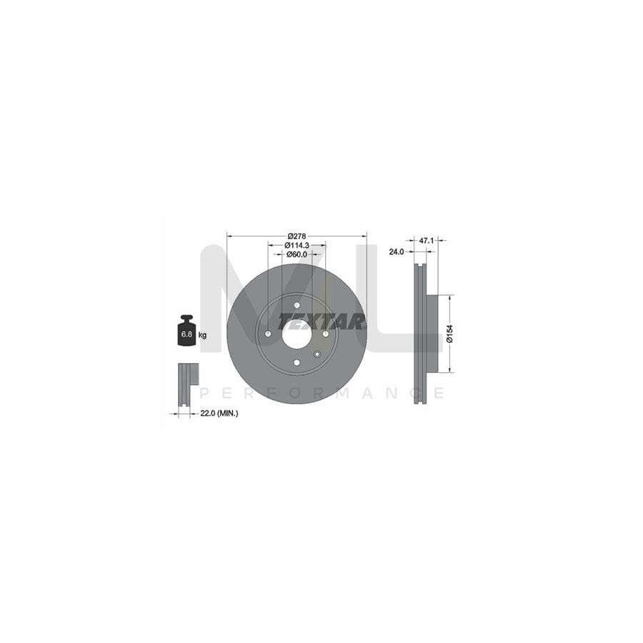 TEXTAR 92227300 Brake Disc Internally Vented, without wheel hub, without wheel studs | ML Performance Car Parts