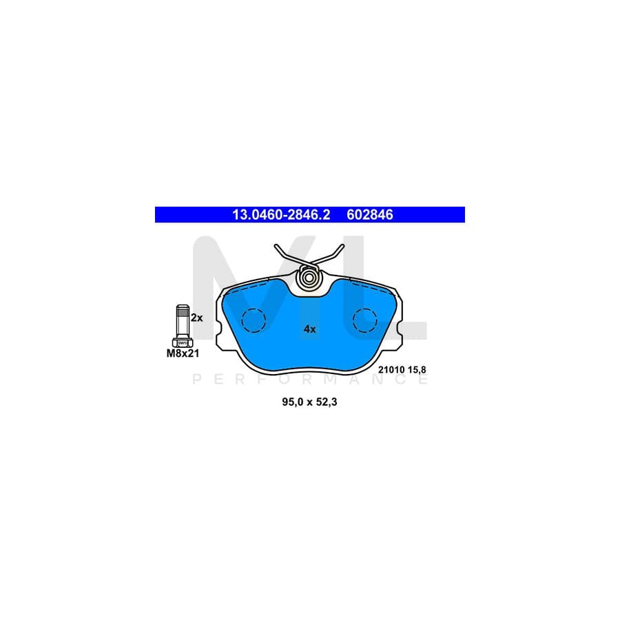 ATE 13.0460-2846.2 Brake pad set excl. wear warning contact, with brake caliper screws | ML Performance Car Parts