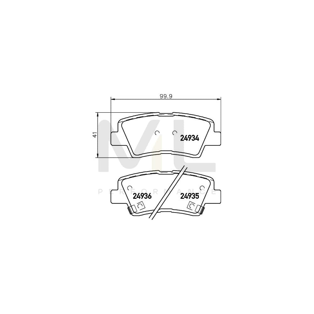 Hella 8DB 355 014-571 Brake Pad Set With Acoustic Wear Warning | ML Performance Car Parts