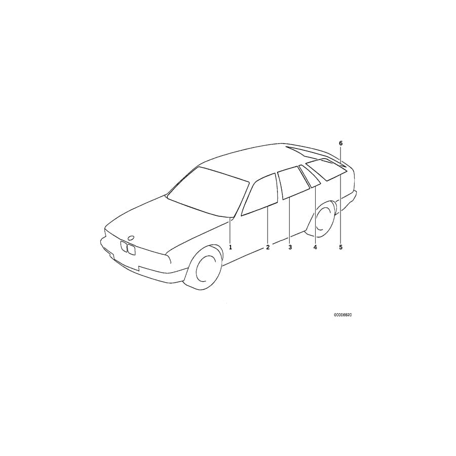 Genuine BMW 51348120112 E34 Door Window Green Rear Right (Inc. 525td, M5 & 530i) | ML Performance UK Car Parts