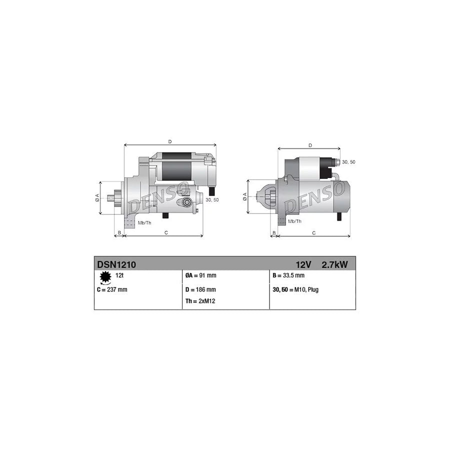 Denso DSN1210 Dsn1210 Starter Motor For Toyota Land Cruiser 200 (J200) | ML Performance UK