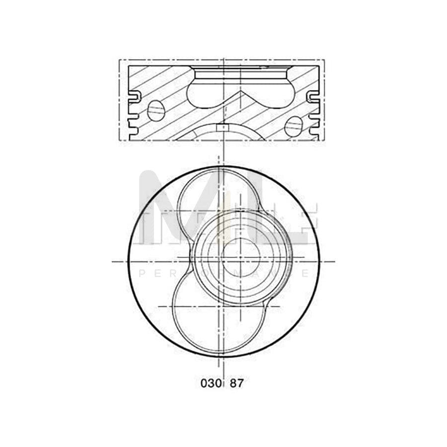 MAHLE ORIGINAL 030 87 02 Piston 80,01 mm, at shut-off cock, Pitman Arm to track rod, with cooling duct, with piston ring carrier | ML Performance Car Parts