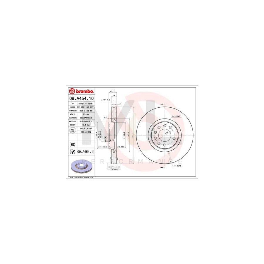 BREMBO 09.A454.10 Brake Disc Internally Vented, High-carbon | ML Performance Car Parts