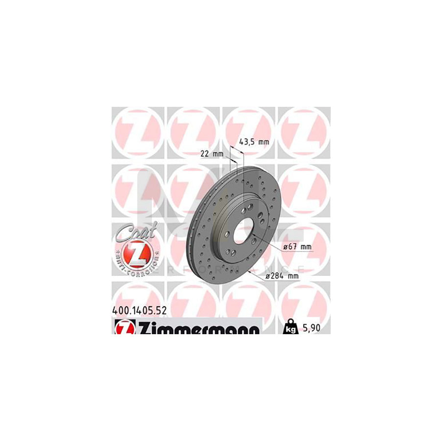 ZIMMERMANN SPORT COAT Z 400.1405.52 Brake Disc Internally Vented, Perforated, Coated, High-carbon | ML Performance Car Parts