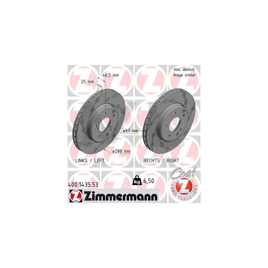 ZIMMERMANN 400.1435.53 Brake Disc Internally Vented, Slotted, Coated, High-carbon | ML Performance Car Parts