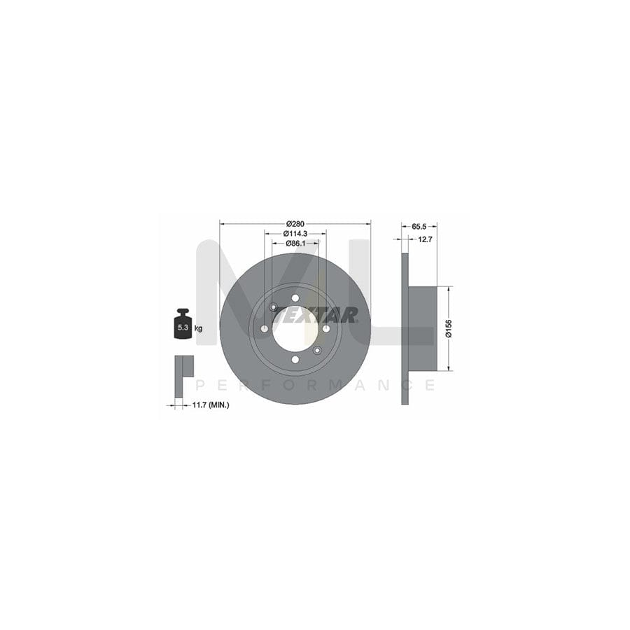 TEXTAR 92027600 Brake Disc Solid, without wheel hub, without wheel studs | ML Performance Car Parts