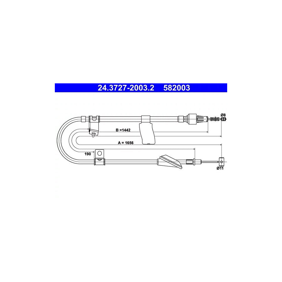 ATE 24.3727-2003.2 Hand Brake Cable For Suzuki Baleno