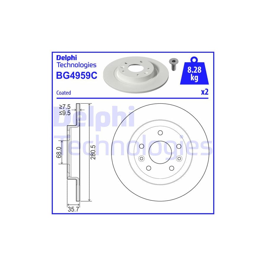 Delphi Bg4959C Brake Disc For Mazda Cx-3 (Dk)