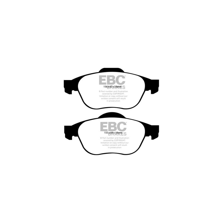 EBC PD01KF1285 Renault Greenstuff Front Brake Pad & Plain Disc Kit  - Girling/TRW/ATE Caliper 2 | ML Performance UK Car Parts