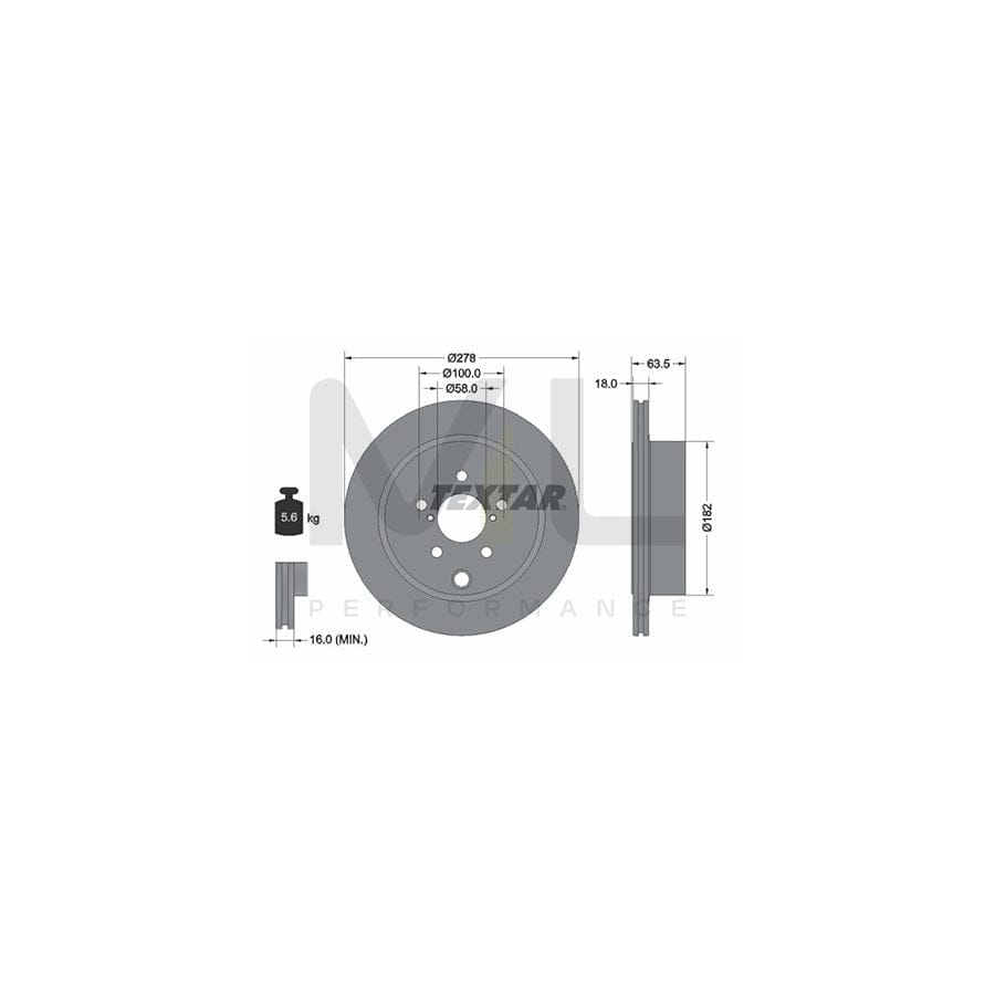 TEXTAR PRO 92278503 Brake Disc for SUBARU FORESTER Internally Vented, Coated, without wheel hub, without wheel studs | ML Performance Car Parts