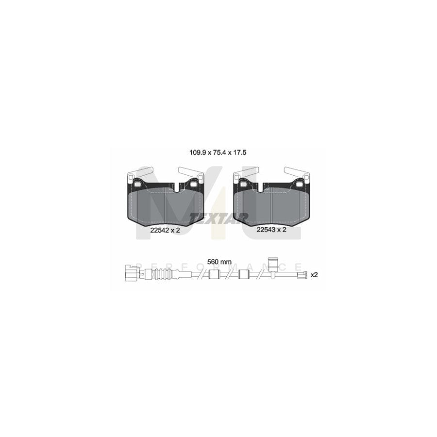 TEXTAR 2254201 Brake pad set prepared for wear indicator, with accessories | ML Performance Car Parts