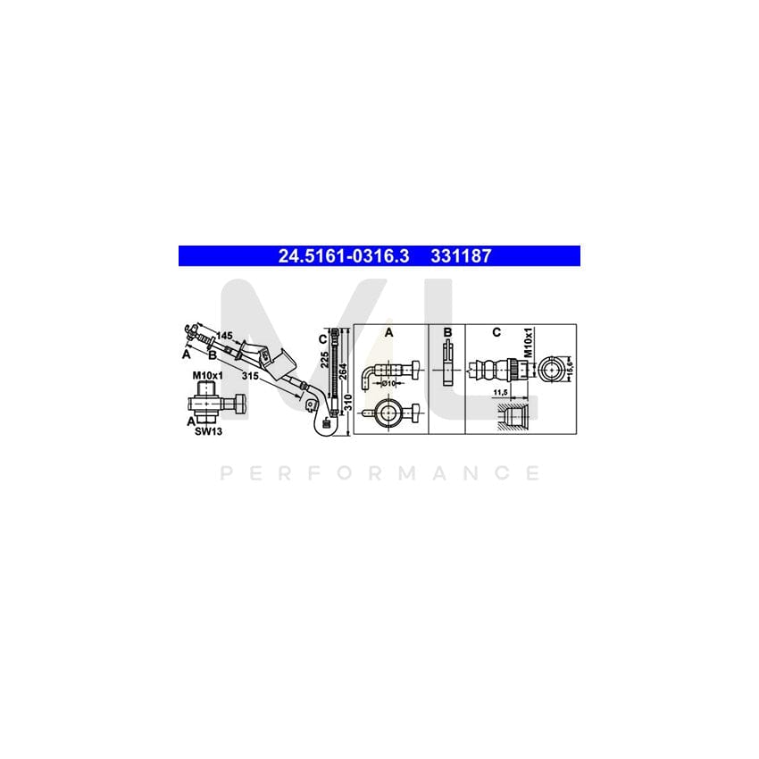 ATE 24.5161-0316.3 Brake Hose 310mm | ML Performance Car Parts