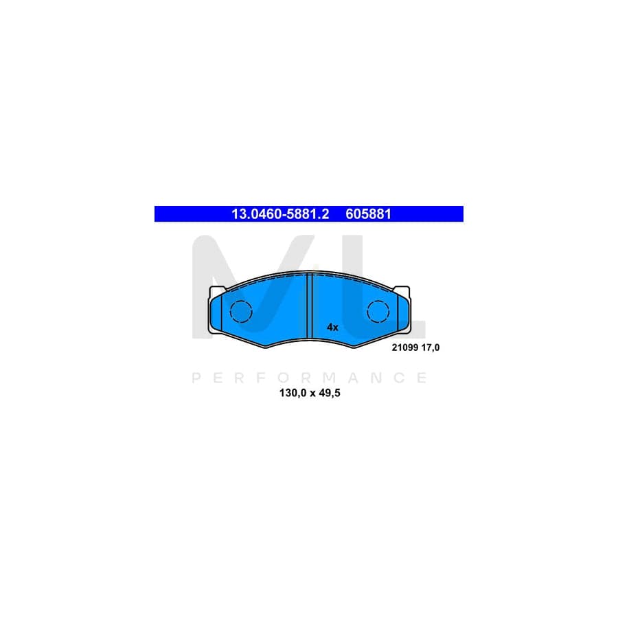 ATE 13.0460-5881.2 Brake pad set excl. wear warning contact, not prepared for wear indicator | ML Performance Car Parts