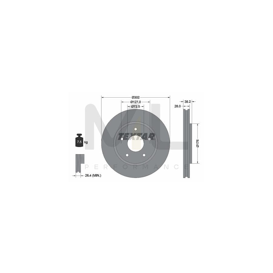 TEXTAR PRO 92181503 Brake Disc Externally Vented, Coated, without wheel hub, without wheel studs | ML Performance Car Parts