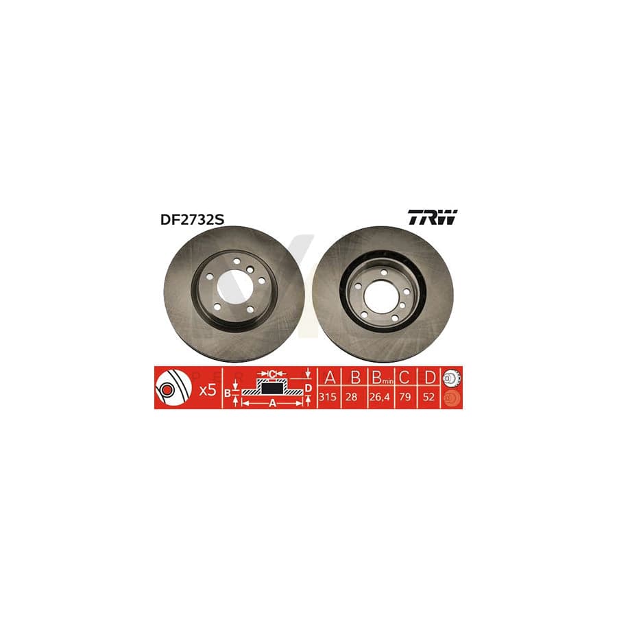 TRW DF2732S Brake Disc Vented, Painted | ML Performance Car Parts