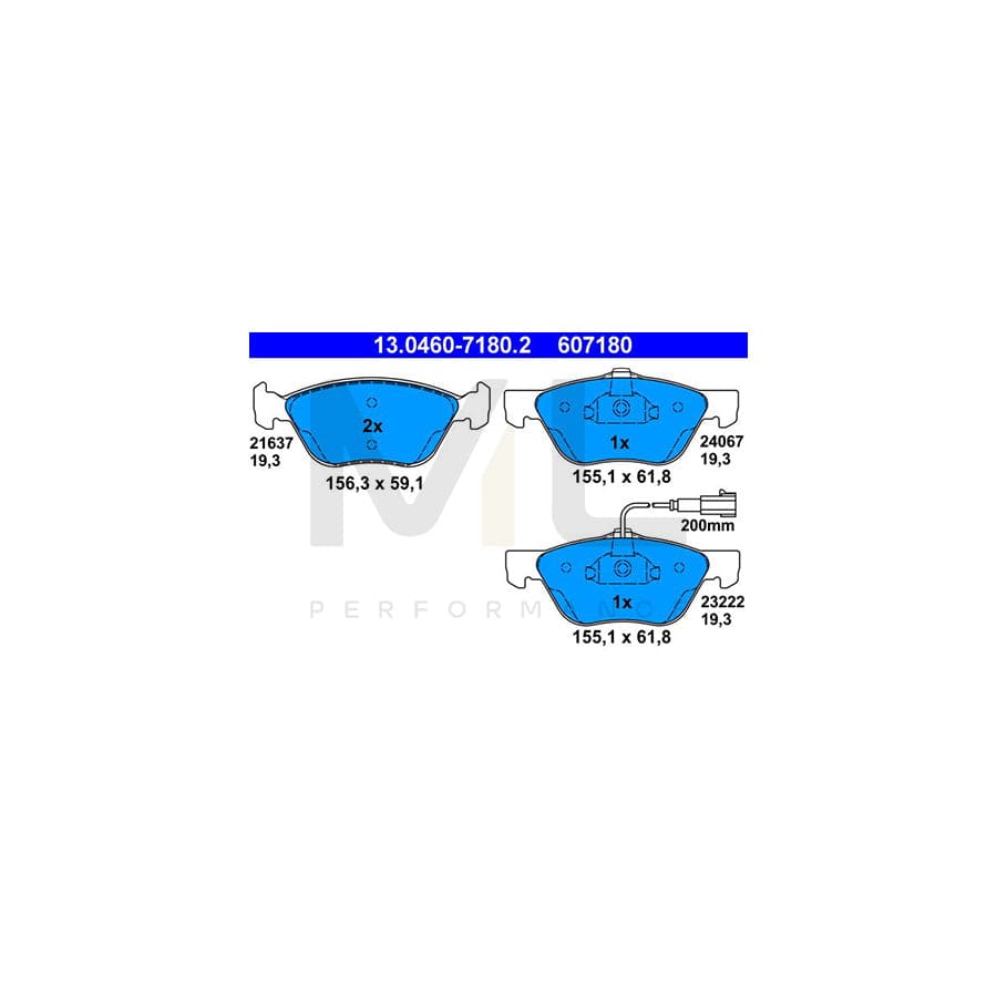 ATE 13.0460-7180.2 Brake pad set for ALFA ROMEO 156 incl. wear warning contact | ML Performance Car Parts