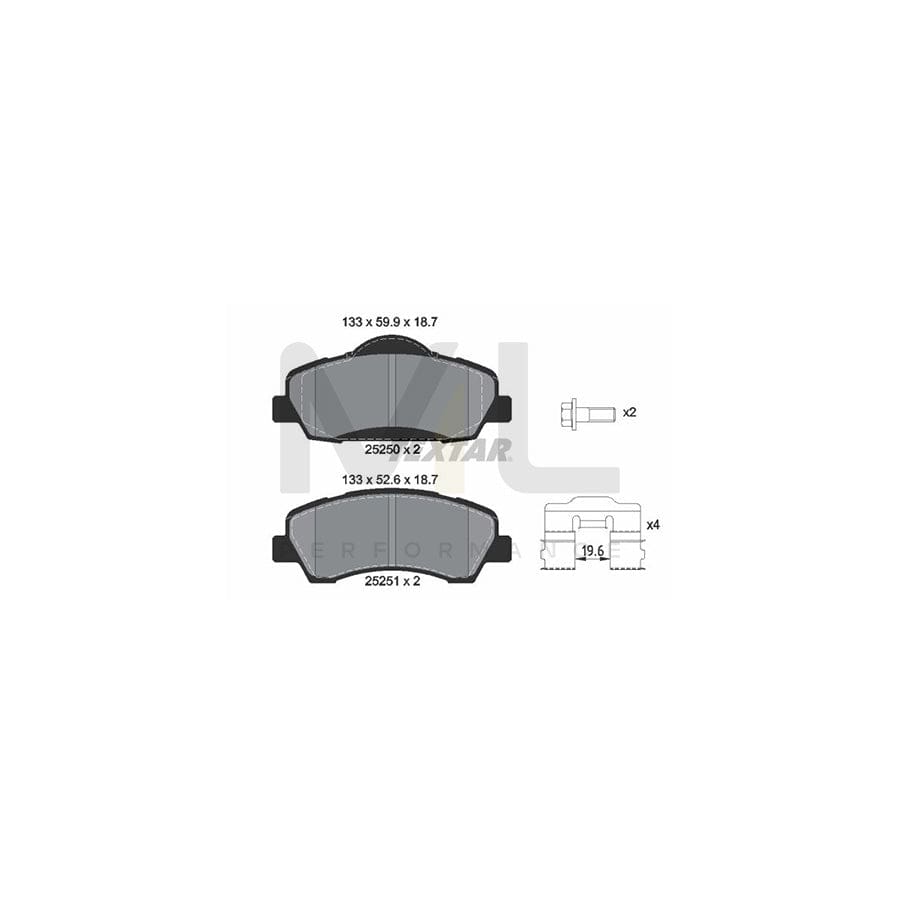 TEXTAR 2525001 Brake pad set not prepared for wear indicator, with brake caliper screws, with accessories | ML Performance Car Parts