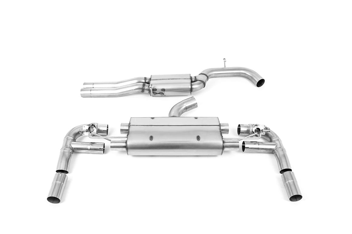 MillTek SSXAU891 Audi RS3 Resonated Cat-Back Exhaust Cat-Back with 80mm Titanium Trims - EC Approved