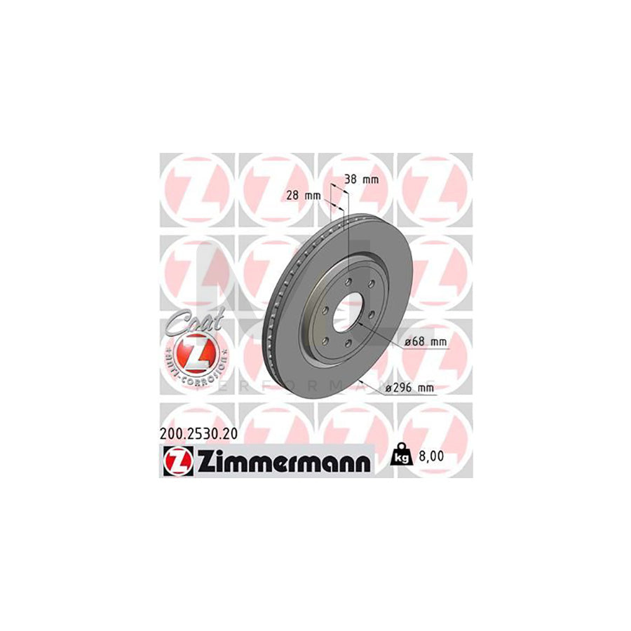 ZIMMERMANN COAT Z 200.2530.20 Brake Disc Internally Vented, Coated | ML Performance Car Parts