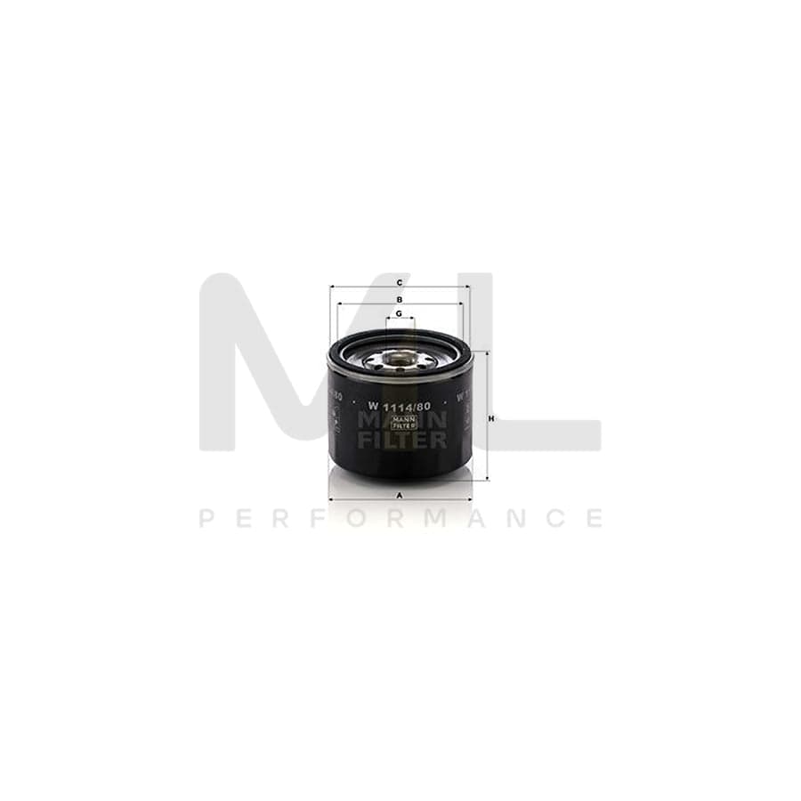 MANN-FILTER W 1114/80 Oil Filter Spin-on Filter | ML Performance Car Parts