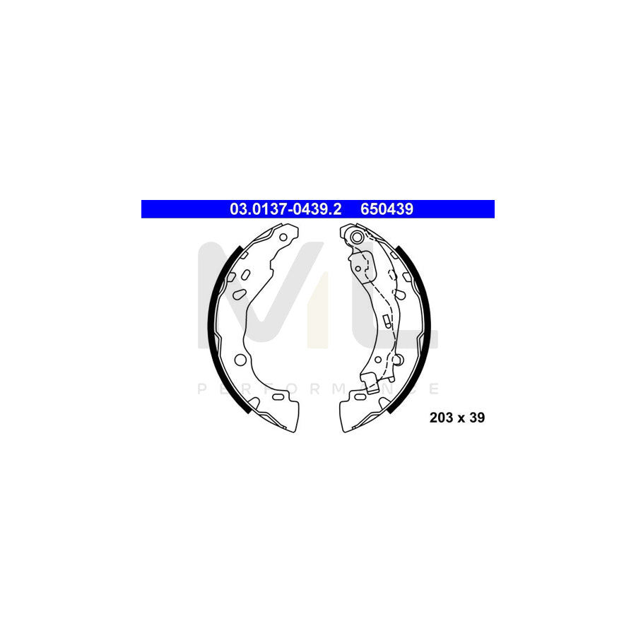 ATE 03.0137-0439.2 Brake Shoe Set with lever | ML Performance Car Parts