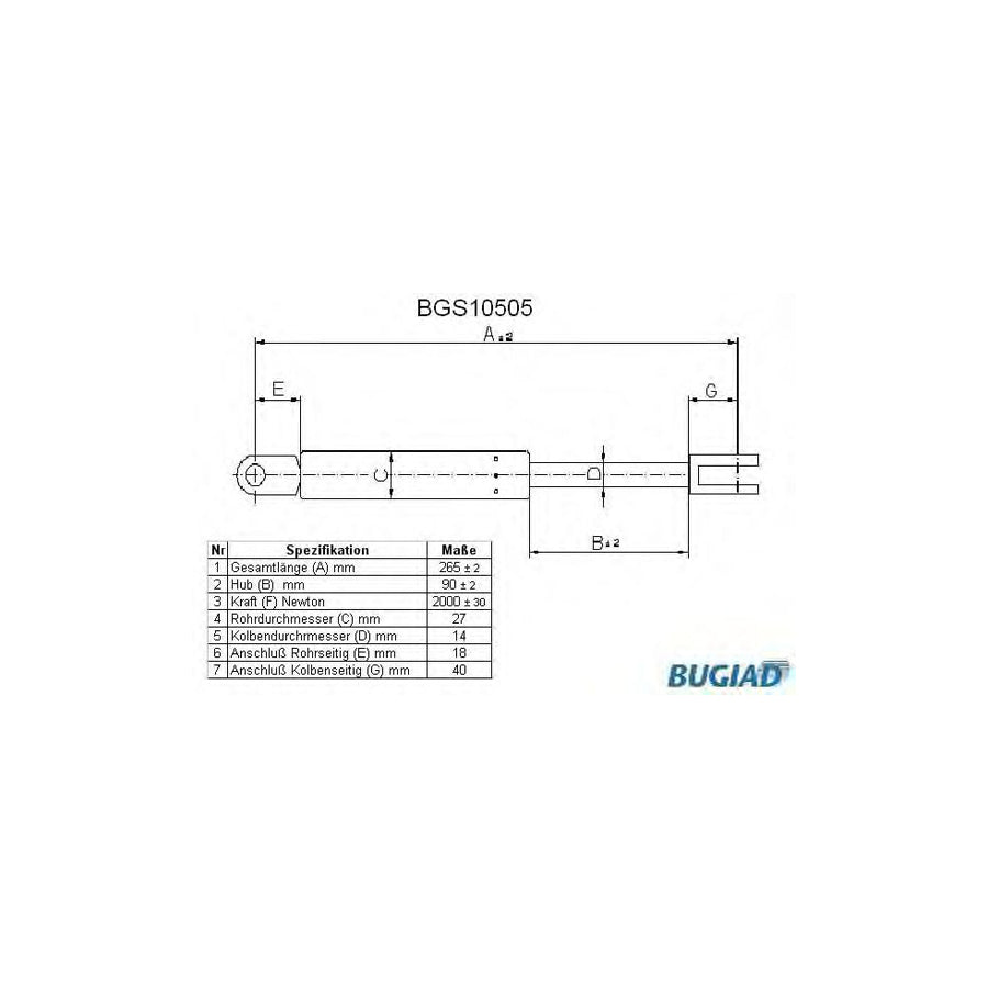 Bugiad BGS10505 Tailgate Strut Suitable For Mercedes-Benz W123 Estate (S123)