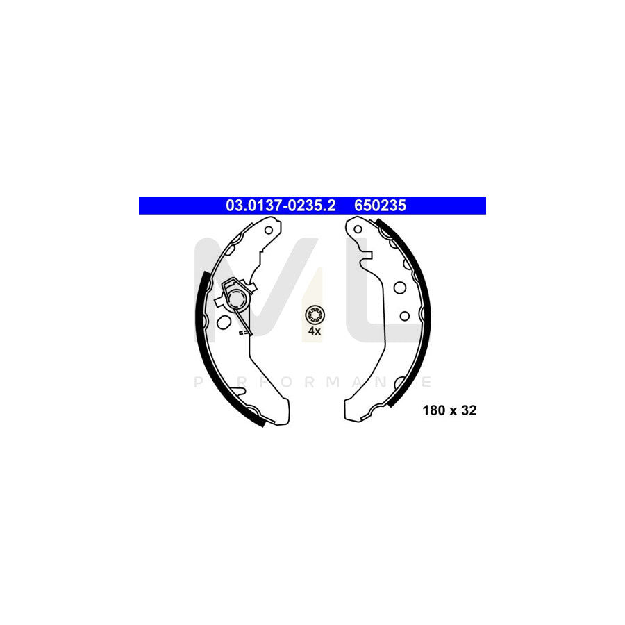 ATE 03.0137-0235.2 Brake Shoe Set for FORD Fiesta Mk3 Hatchback (GFJ) | ML Performance Car Parts