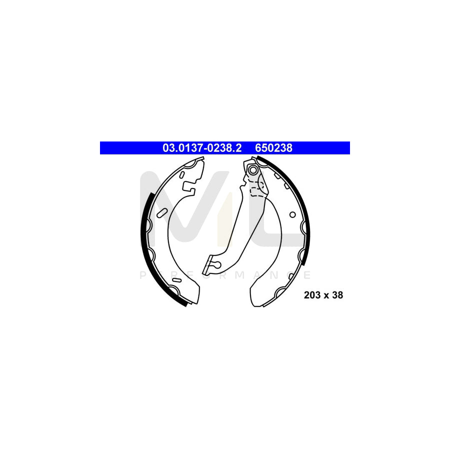 ATE 03.0137-0238.2 Brake Shoe Set with lever | ML Performance Car Parts