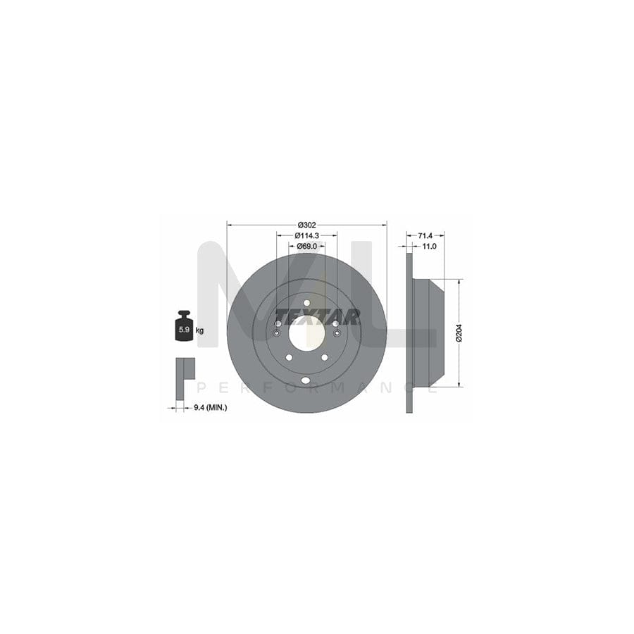 TEXTAR PRO 92223403 Brake Disc Solid, Coated, without wheel hub, without wheel studs | ML Performance Car Parts