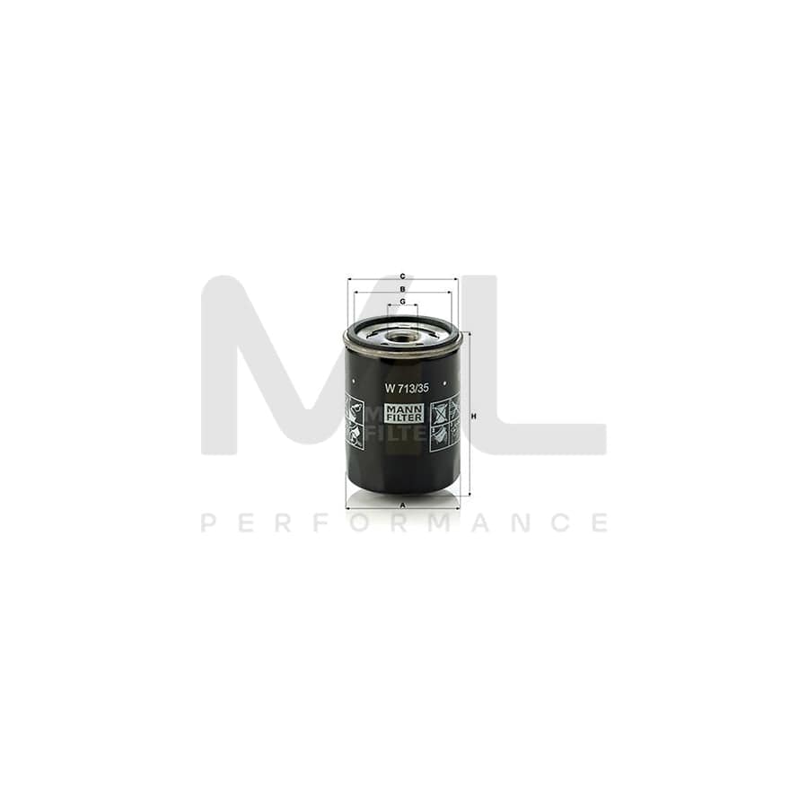 MANN-FILTER W 713/35 Oil Filter Spin-on Filter | ML Performance Car Parts