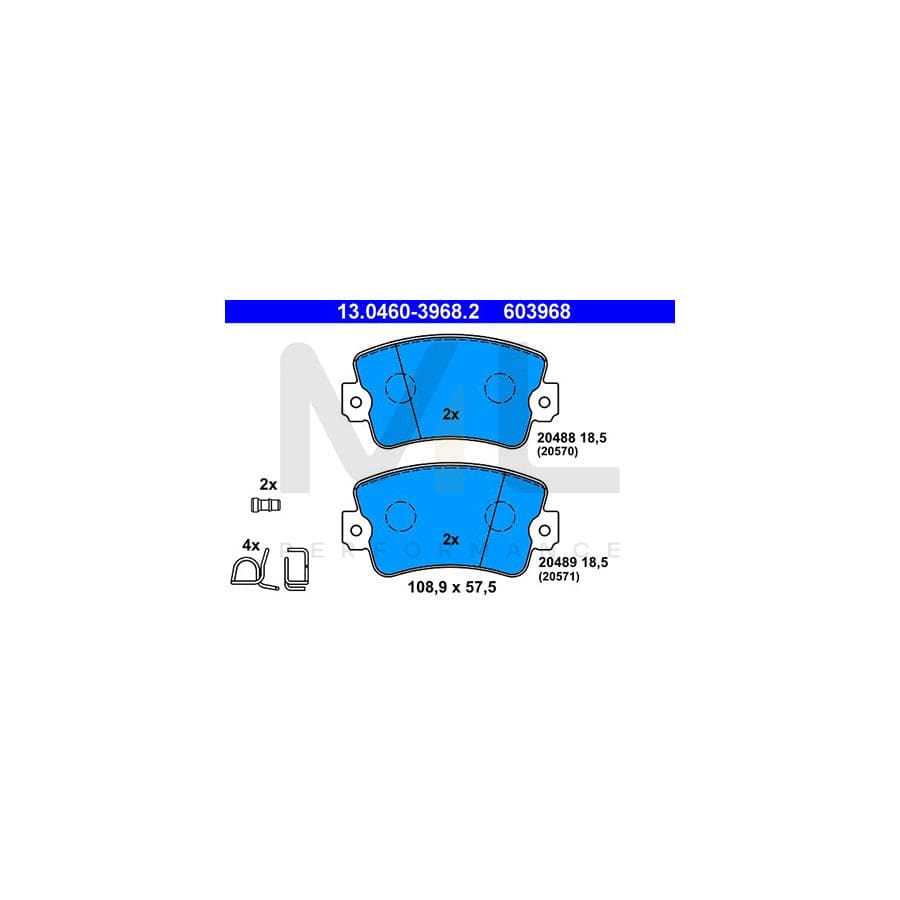 ATE 13.0460-3968.2 Brake pad set incl. wear warning contact, with accessories | ML Performance Car Parts