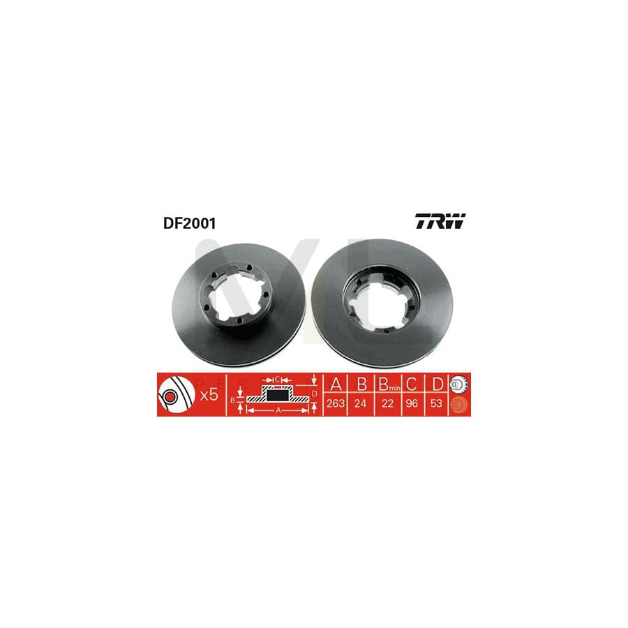 TRW DF2001 Brake Disc Vented, Painted | ML Performance Car Parts