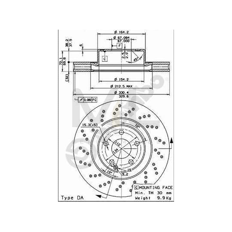 BREMBO COATED DISC LINE 09.7960.11 Brake Disc suitable for MERCEDES-BENZ S-Class Perforated / Vented, Coated, High-carbon, with bolts/screws | ML Performance Car Parts