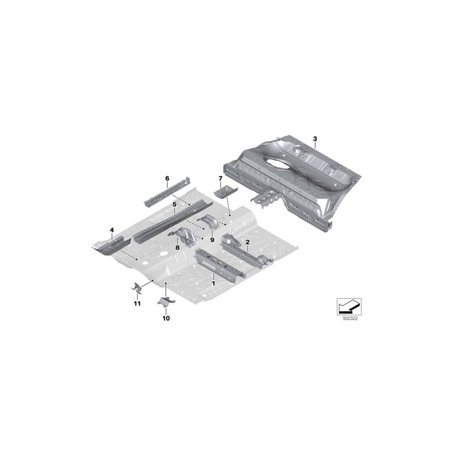 Genuine BMW 41127361185 F39 F56 F46 Reinforcement, Tunnel, Rear (Inc. 228iX) 1 | ML Performance UK Car Parts